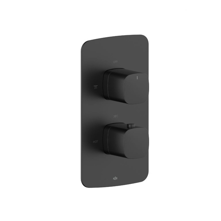 KFA Armatura Malaga szaniter csaptelep, vékony beépítésű, termosztátos, fekete, komplett szett
