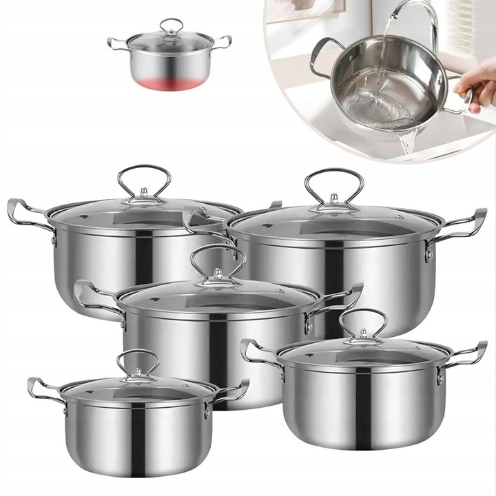 Set oale si cratite din otel inoxidabil 5-el