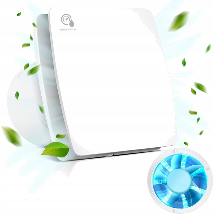 Ventilator baie 100mm cu timer si senzor de umiditate, alb