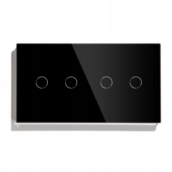 Intrerupator de lumina dotyk, 2+2, cu dimmer, sticla neagra, 157x86x9mm