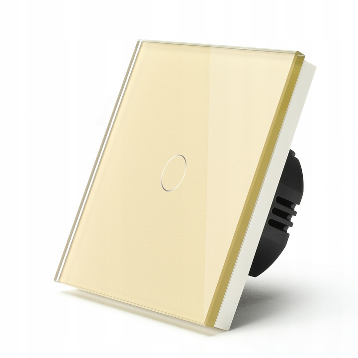 Intrerupator de lumina dotyk cu WiFi, 1 buton, sticla, auriu, 86x86x9mm