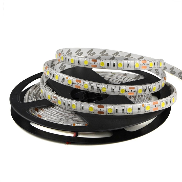 Set benzi LED 5050, LED-ONE, 5m, alb cald si alb rece, 300 diodi, IP65