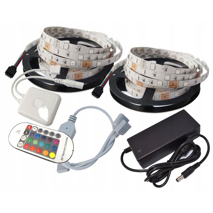 Комплект LED RGB ленти 10м, Smart Tuya, 150 диода SMD 5050, 12V, бял