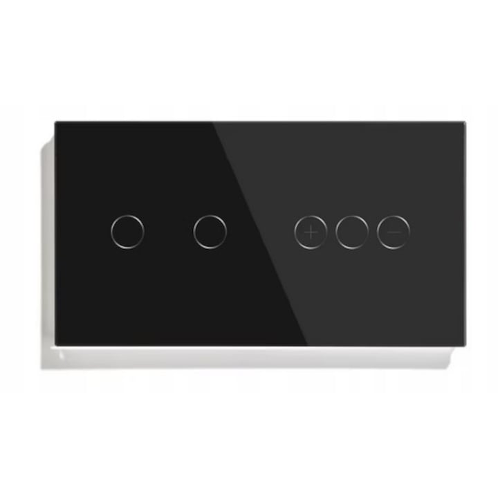 Dimmer dublu tactil cu panou de sticla - negru