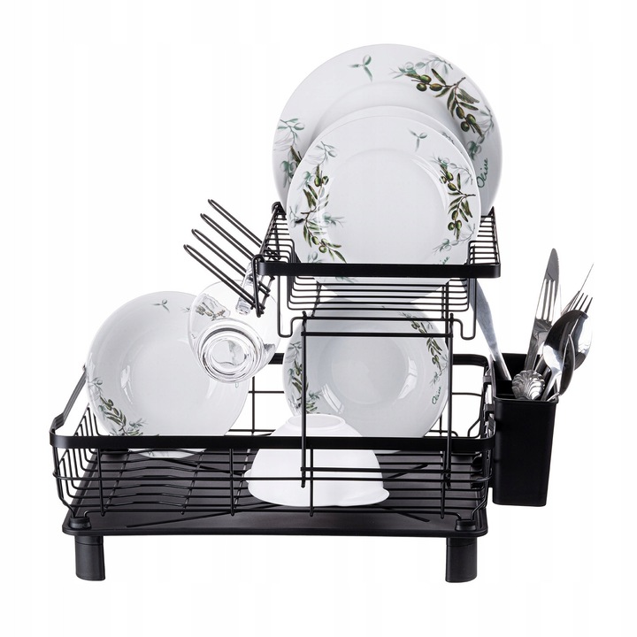 Topfann edényszárító, két szintes, 48,5x33,5x33cm, fekete