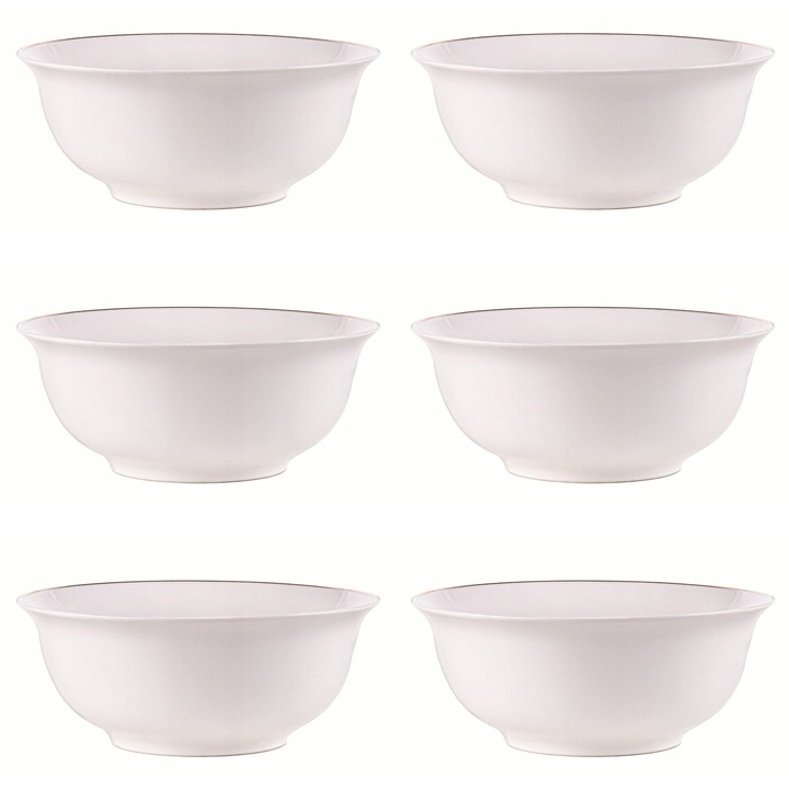 Set 6 boluri din portelan, Prima Deco, crem, 17cm, 750ml