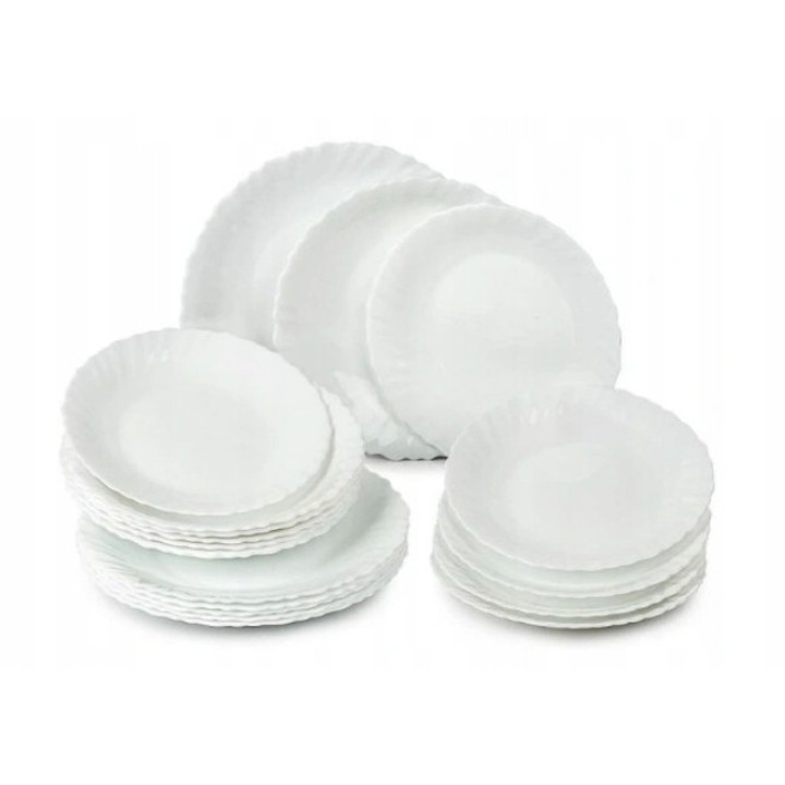 Set farfurii, Prima Deco, 18 elemente, alb, pentru 6 persoane