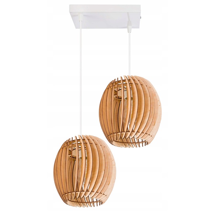 Lustru suspendat LED-ONE, model DREWNO LOFT, 2x E27, inaltime ajustabila pana la 150cm, 20x20x2,5cm, fara surse de lumina