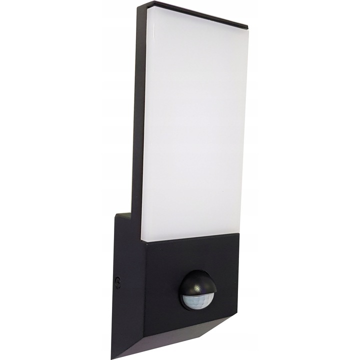 9W LED lámpa mozgásérzékelővel, fekete, 80x47x240mm, kültéri fali lámpa szett