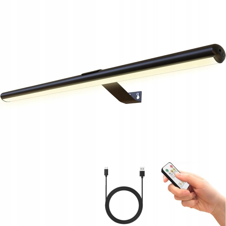 Lampa LED pentru iluminat tablouri, 300lm, 4400mAh, 3 moduri de iluminare, alb/cald/natural, set complet
