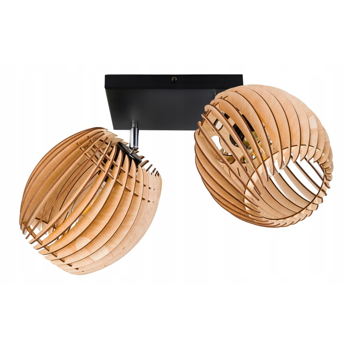 Lustru suspendat LED-ONE, model DREWNO LOFT, 2x E27, 30cm, 20x20x2,5cm, fara surse de lumina