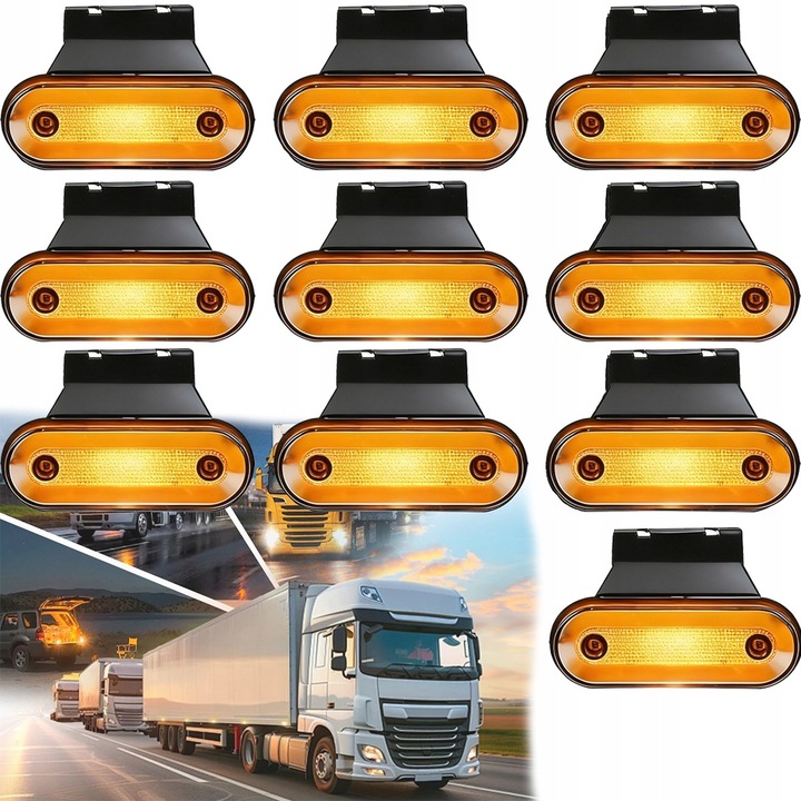 Комплект от 10 LED лампи, оранжеви, 12V/24V