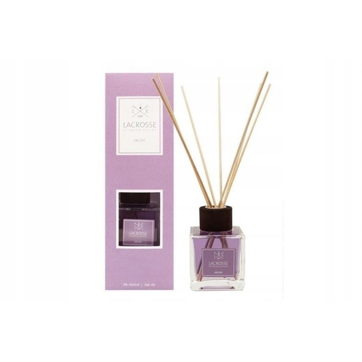 Lacrosse szobaillatosító, orchidea illatú diffúzor, 100 ml, elegáns design, átlátszó flakon