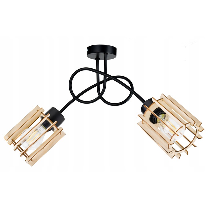Lustra suspendata LED-ONE, model Loft, 2 abajururi din metal, neagra, 25x35cm