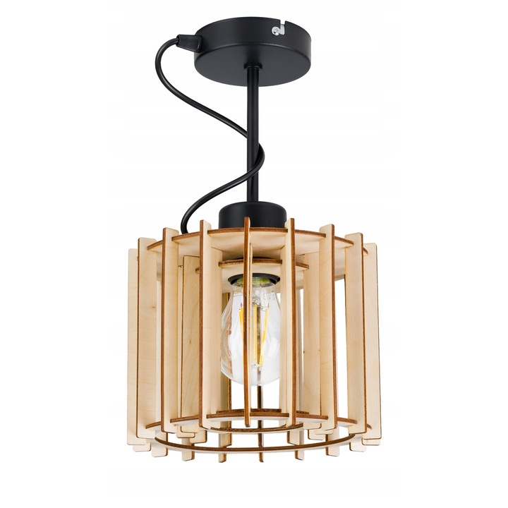 Lustru suspendat LED-ONE, model loft, lemn, 1 sursa de lumina, 37cm inaltime, 20cm diametru