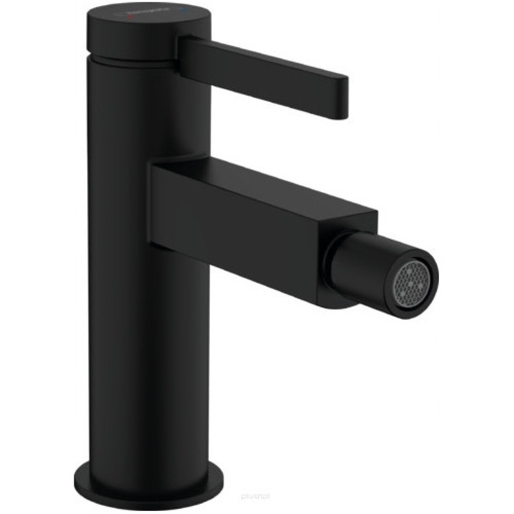 Baterie bidetowa Hansgrohe Finoris, neagra mat, montaj stand, 129mm, cu sistem de scurgere