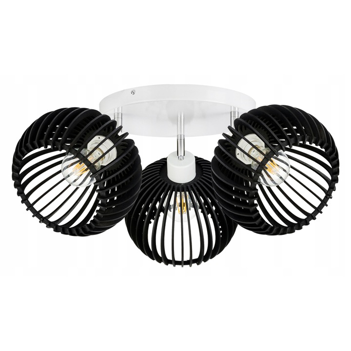 Lustru sufita LED-ONE LOFT, 3x E27, lemn, 30x2,5cm, negru, 17cm inaltime, 23cm diametru