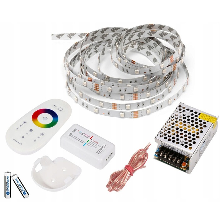 5m-es 5050 RGB LED szalag szett érintővezérlővel, fehér