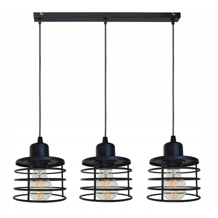 Lustru LED-ONE Druti Sprezina, 3xE27, negru, 60x5x3cm, inaltime maxima 70cm