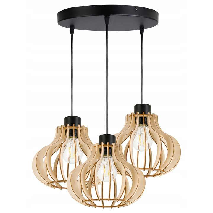 LED-ONE ZWIS полилей от дърво, 3x E27, 30x2,5cm, максимална височина 95cm