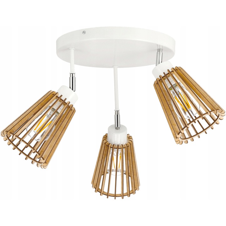 Lustra LED-ONE, seria LOFT, 3 surse de iluminat, lemn, 30x2,5cm, inaltime maxima 30cm