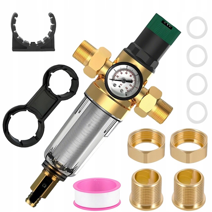 Filtru de apa mecanic auto-curatat cu manometru 3/4" DN25