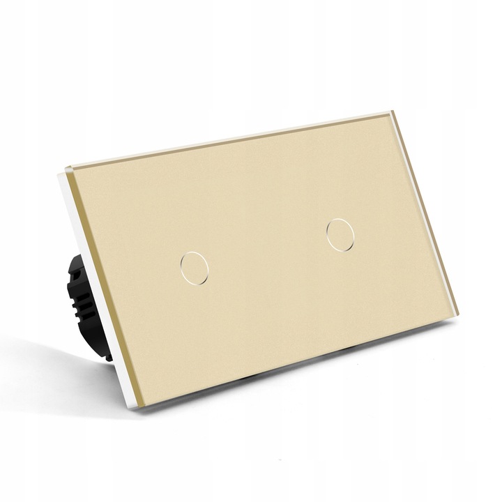 Intrerupator de lumina dotat cu touch, dublu, din sticla, alb, 4mm