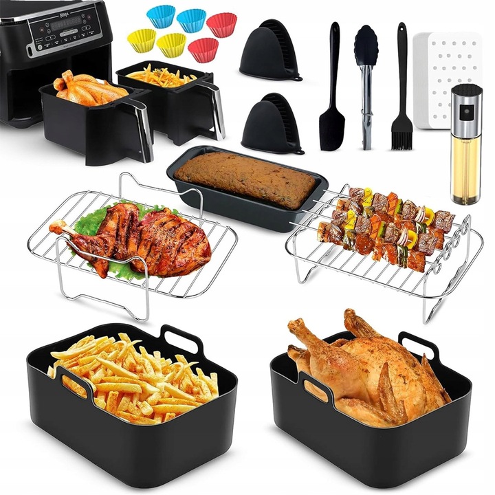 Set accesorii pentru friteuza Ninja, 22 piese, materiale sigure, compatibilitate universala, multicolor