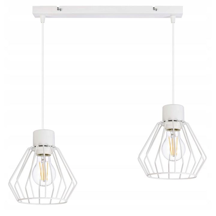 Lustru suspendat LED-ONE, model DRUT, 2 surse de lumina E27, alb, 40x5cm