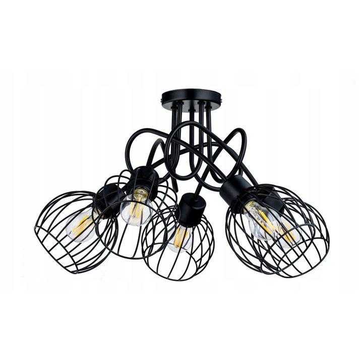 Полилей LED-ONE, лофт модел, 5 източника на светлина, метал, матово черен