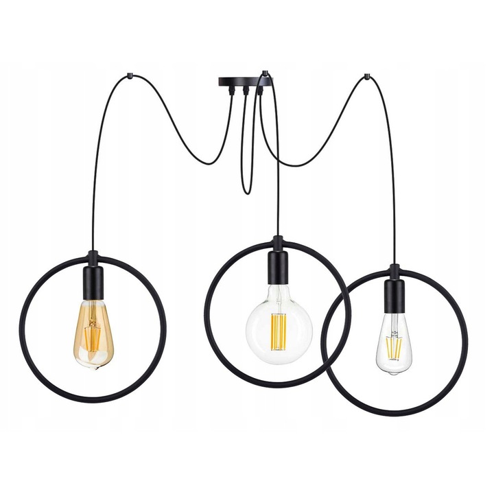 Lampa suspendata PAJAK, 3xE27, 150cm, neagra, dimensiune baza 10cm