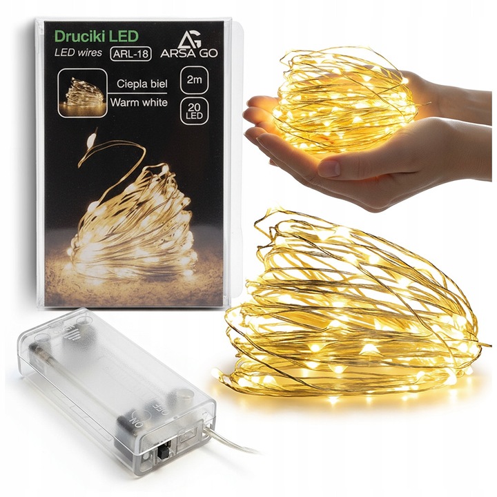 LUMINITE LED 2м, 20 светлини, топло бяло, за интериорни/екстериорни декорации