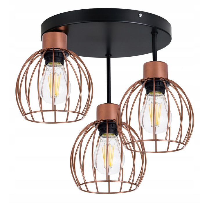 Lustru plafon DRUTI, misiune miedziu, 3xE27, 30x18cm