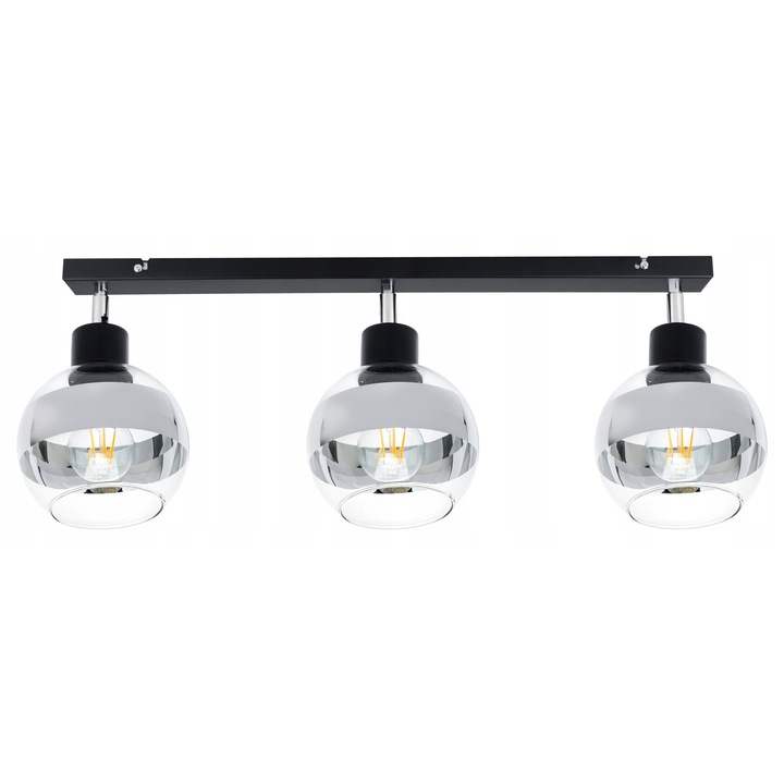 Lustra LED-ONE, лампа, 3 източника E27, стъклен абажур, хром, 60x5см