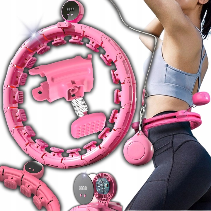 Hula Hop Smart 6in1 súllyal és számlálóval, rózsaszín, 46cm