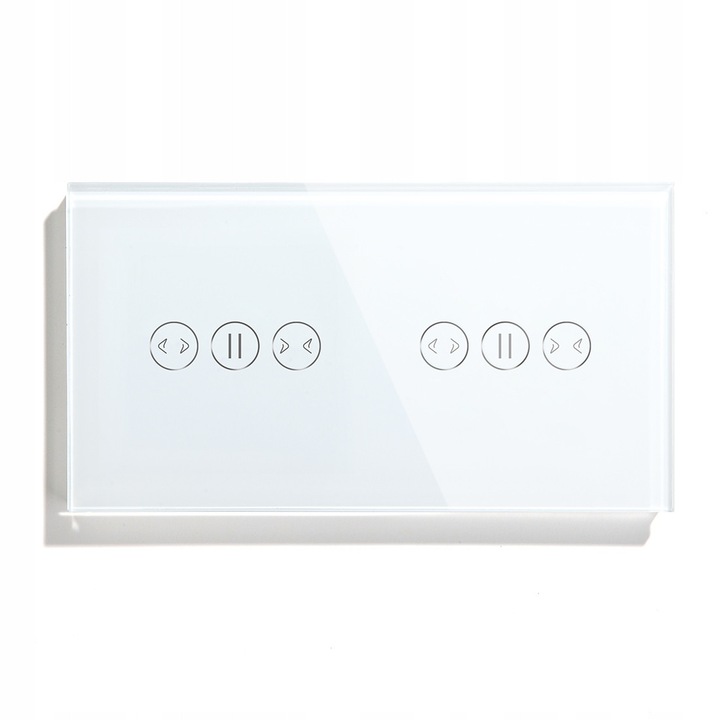BSEED WiFi превключвател за щори, 2 канала, стъкло, бял, 6 бутона, 157x86x9mm