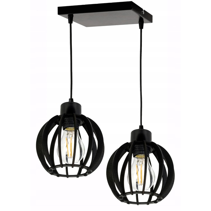 Висящ полилей, LED-ONE, модел Loft, 2x E27, черен, 100x20см