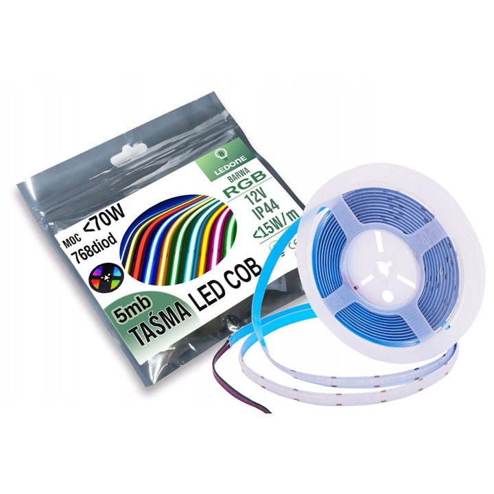 LED COB RGB лента 12V 15W/m, 5м, IP44
