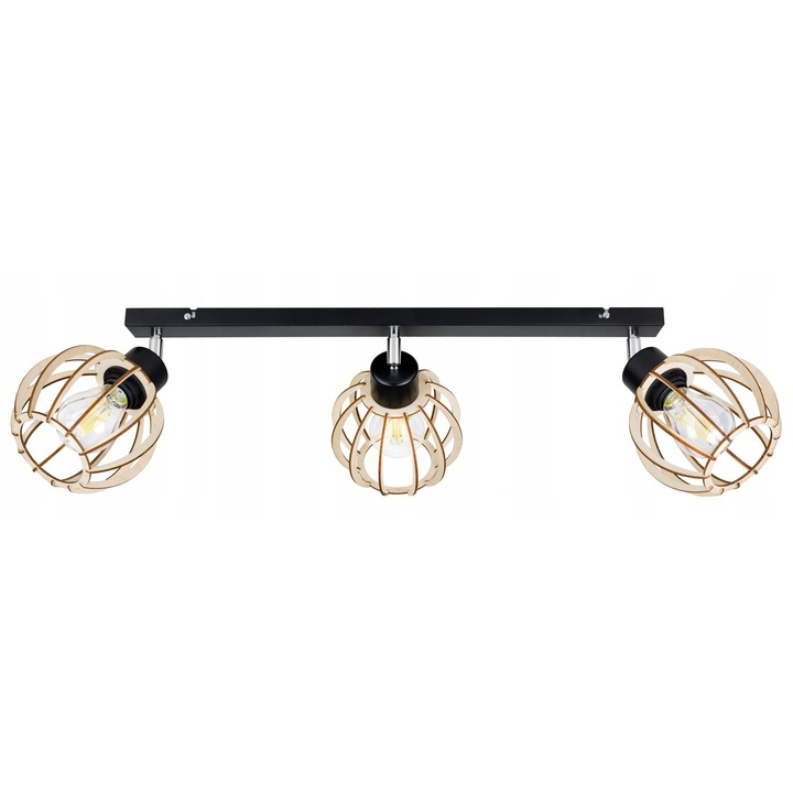 Lampa suspendata LED-ONE, dreapta, 3 surse de lumina, lemn, 60x5cm, O16cm