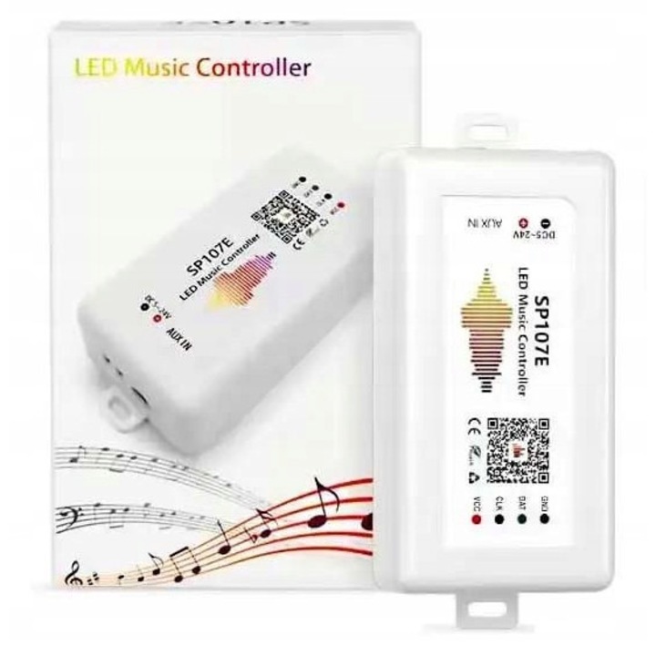 Kontroler muzical LED-ONE SP107E, Bluetooth, AUX, 5-24V, 85x45x22mm, set