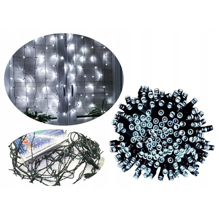 LED-ONE Светеща завеса 200LED 2м x 1м студено бяло, интериор