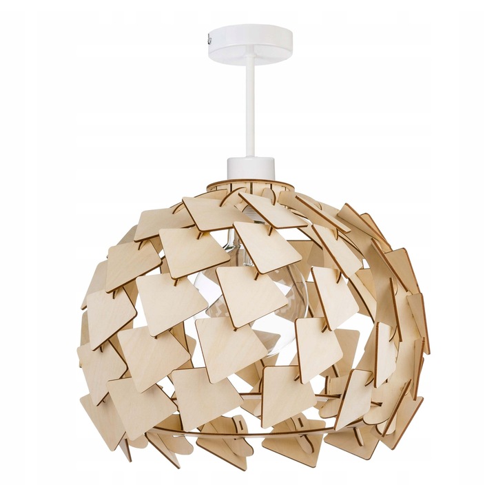 Lustru suspendat LED-ONE, alb, lemn, 50x30cm, 1x E27