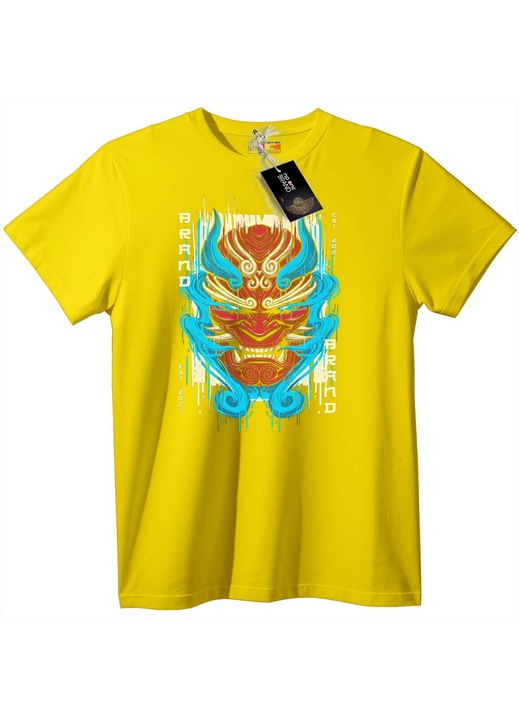 Tricou Oni Mask, Galben, 4XL