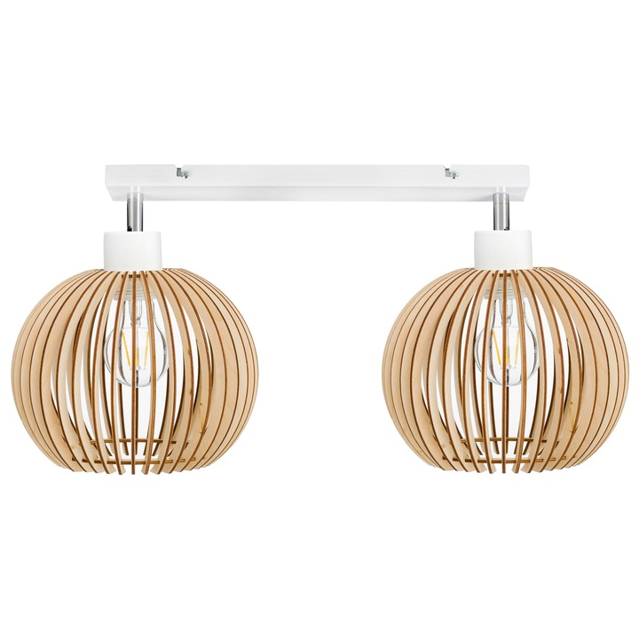 Lustra plafon LED-ONE seria LOFT, 2 surse de lumina, lemn, 12cm inaltime, 40x5x2,5cm