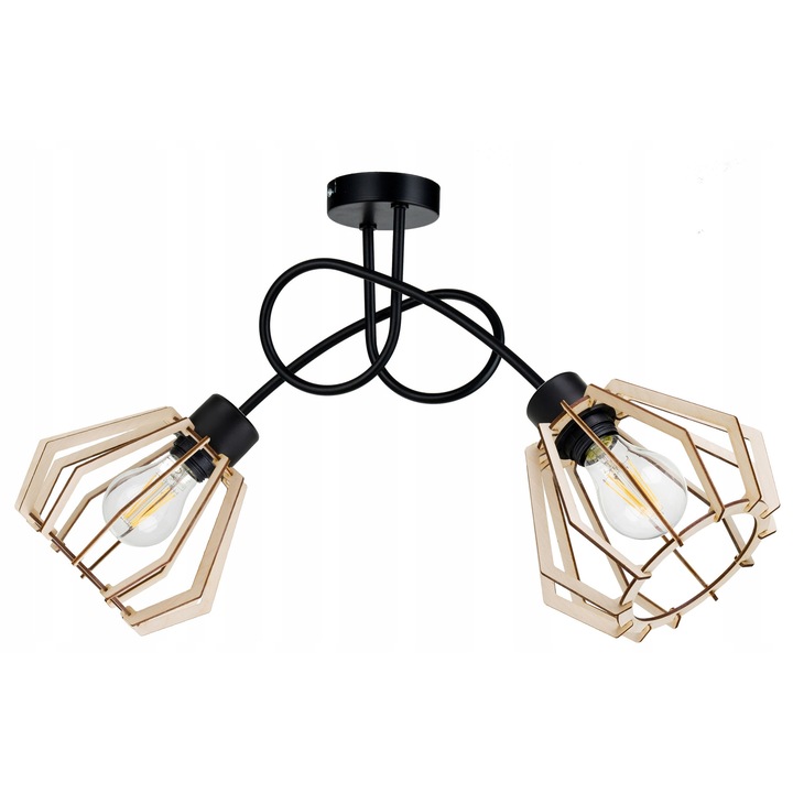 Lampa suspendata Loft, LED-ONE, 2 abajururi, metal negru, 25x35cm
