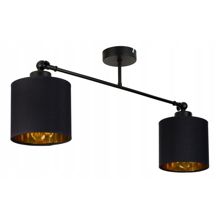 Lampa suspendata LED-ONE loft, 2 abajururi, neagra, 60x18cm