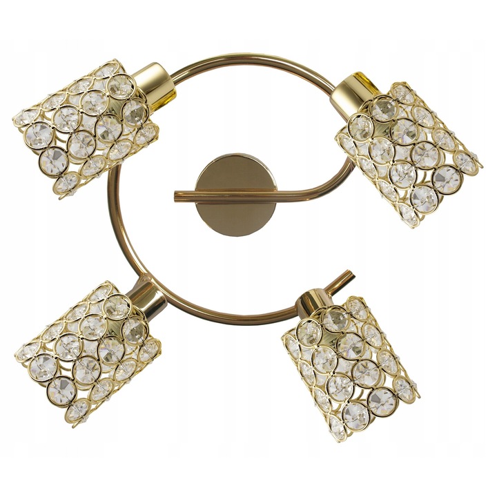 Lampa spot Candellux YORK, metal si cristal, auriu, 44x44x17cm, 4 surse G9