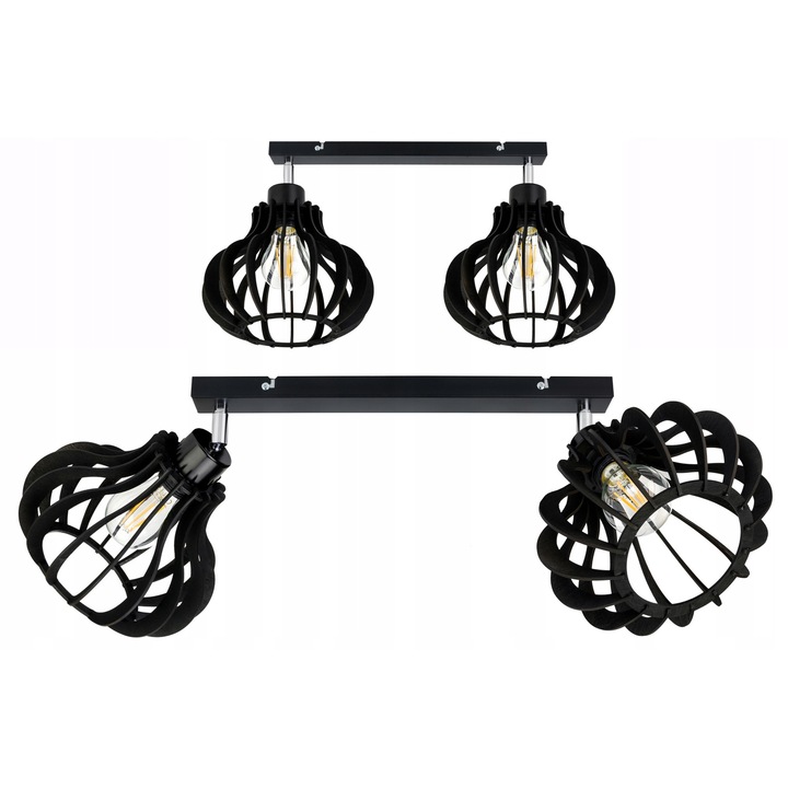 Lustra LED-ONE, model LOFT, 2x E27, negru, 40x5x2,5cm