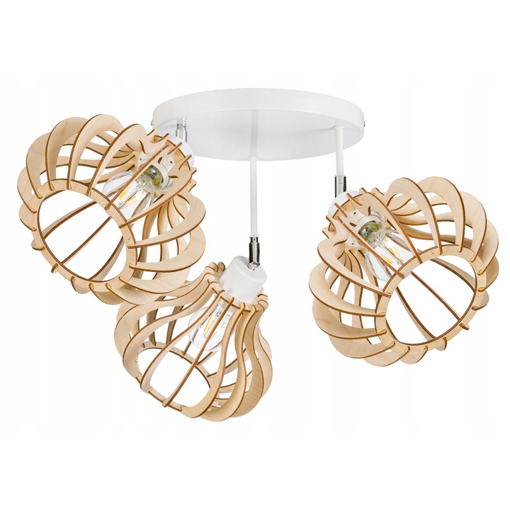 Lustra LED-ONE плафон лофт 3 източника E27, размери 30x2,5cm, максимална височина 30cm, материал дърво