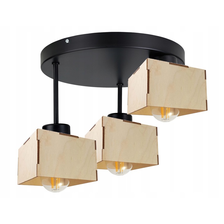 Lampa plafon loft LED-ONE, 3 surse de iluminat, dimensiuni 60x20cm, culoare lemn